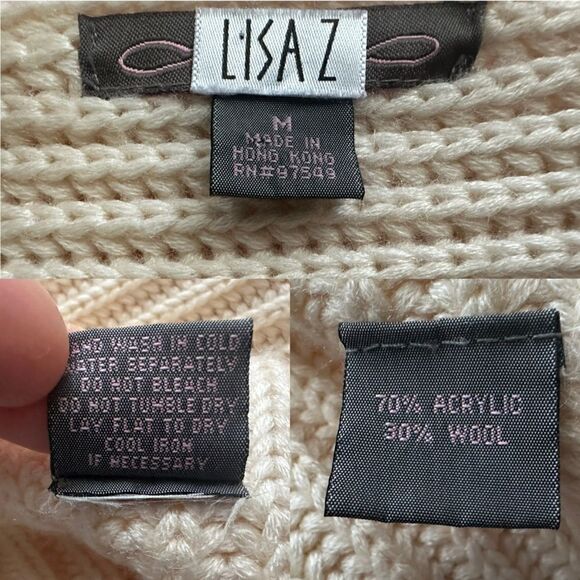 ANTHROPOLOGIE Lisa Z Knit Fringe Wrap-around Poncho Cardigan Sweater Wool Size M - Picture 12 of 16